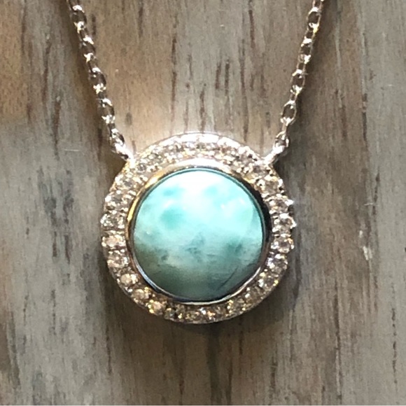 Larimar CZ Sterling Silver Necklace - Picture 8 of 9
